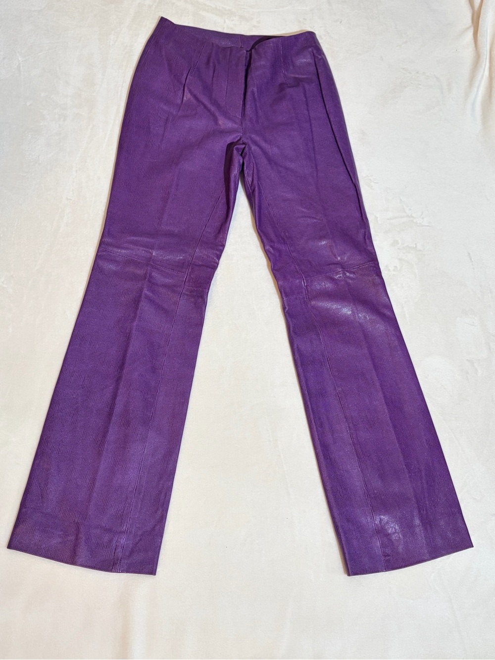 Purple Leather Flared Pants